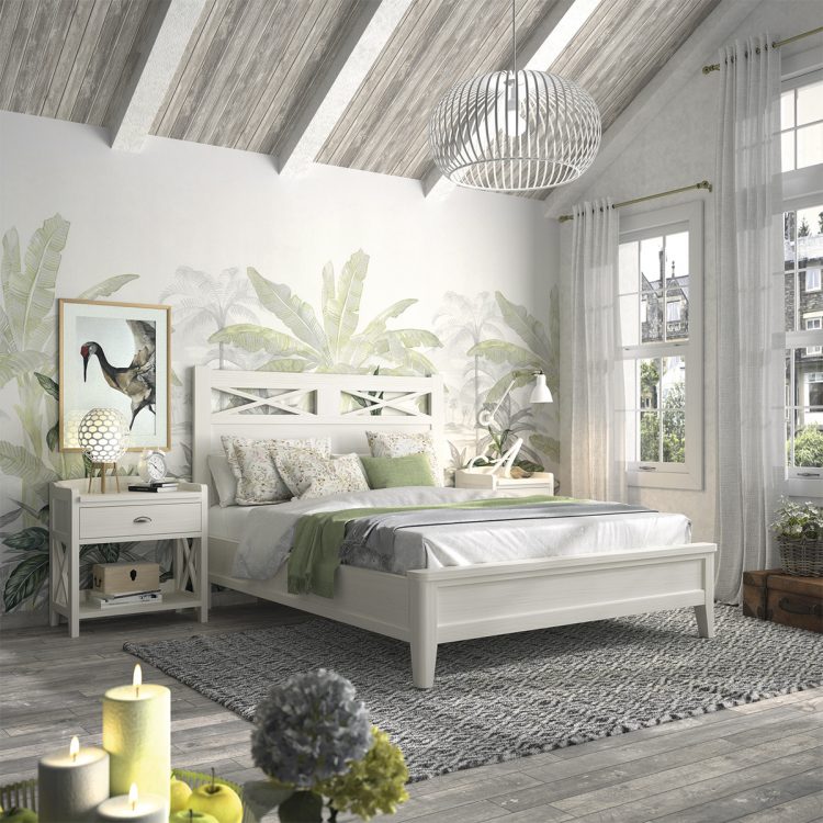 Dormitorio de matrimonio moderno clásico en blanca