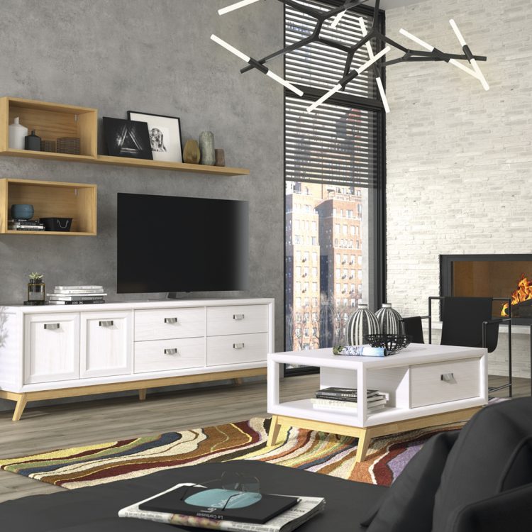 Mueble de salón de madera clara