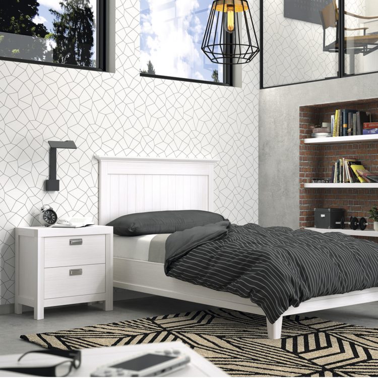 Dormitorio juvenil moderno de madera blanca