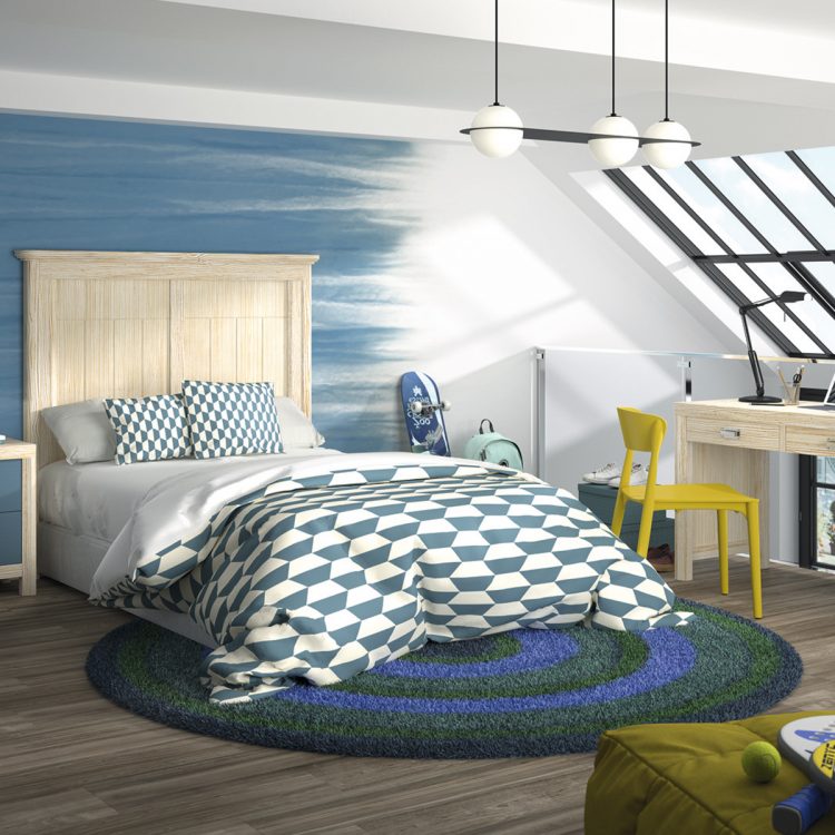 Dormitorio juvenil moderno en color madera