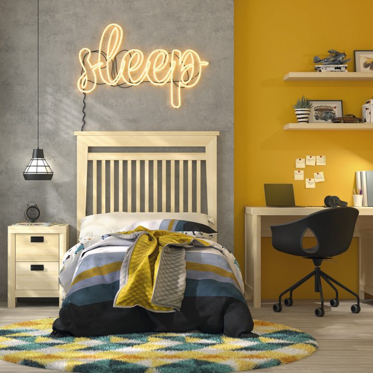 Dormitorio luminoso completo en color madera
