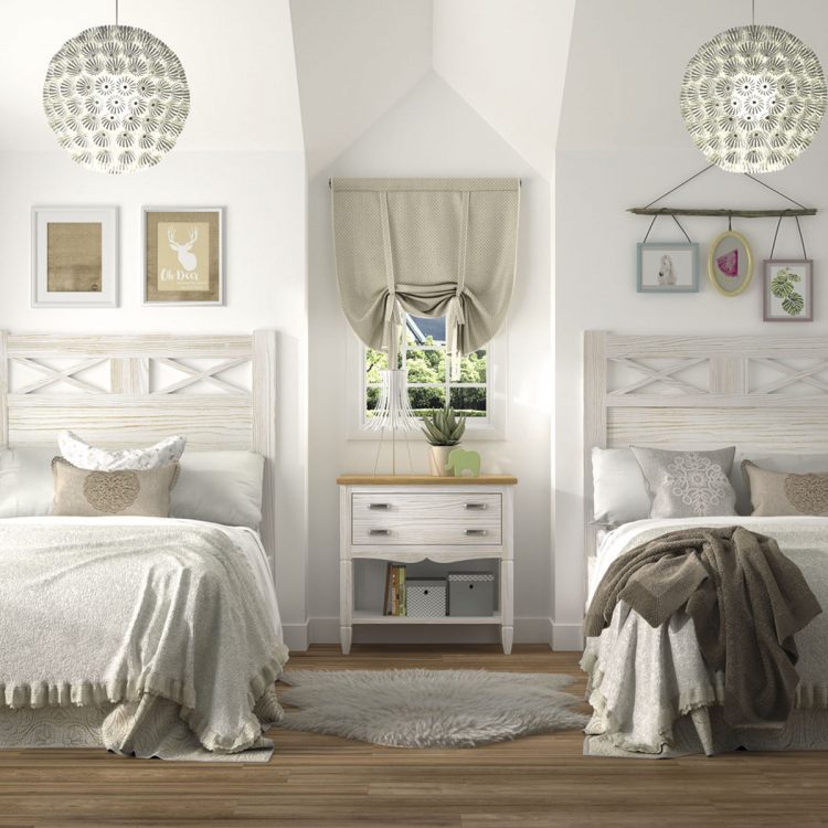 Dormitorio Juvenil sencillo de madera blanca