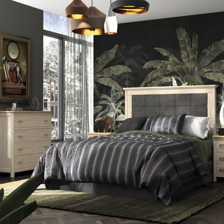 Dormitorio elegante para dos con detalles en negro