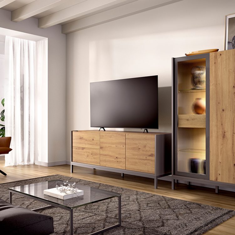 Aparador con vitrina lateral