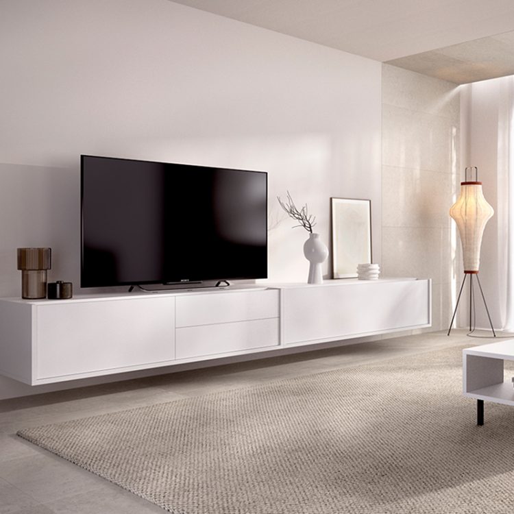 Aparador de pared largo blanco