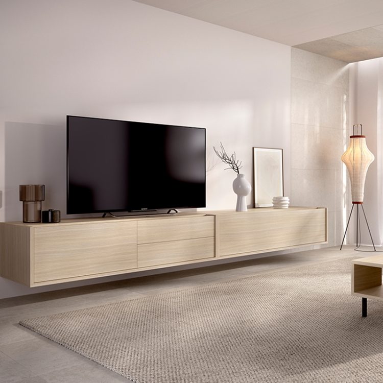 Aparador de pared largo roble